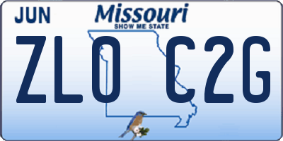MO license plate ZL0C2G