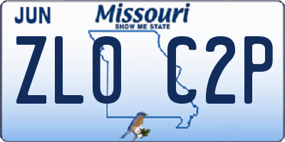 MO license plate ZL0C2P