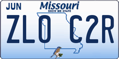 MO license plate ZL0C2R