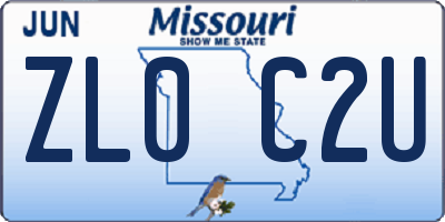 MO license plate ZL0C2U