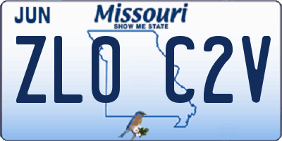 MO license plate ZL0C2V