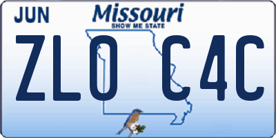 MO license plate ZL0C4C