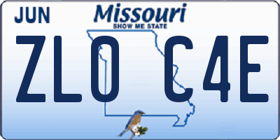 MO license plate ZL0C4E