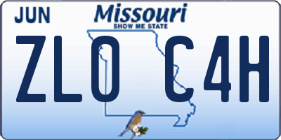 MO license plate ZL0C4H