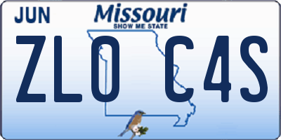 MO license plate ZL0C4S