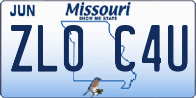 MO license plate ZL0C4U