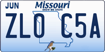 MO license plate ZL0C5A