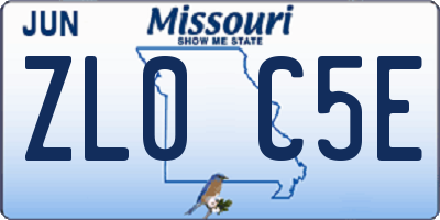 MO license plate ZL0C5E