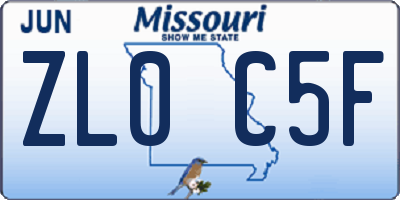 MO license plate ZL0C5F