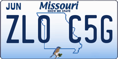 MO license plate ZL0C5G
