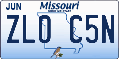 MO license plate ZL0C5N