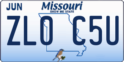 MO license plate ZL0C5U