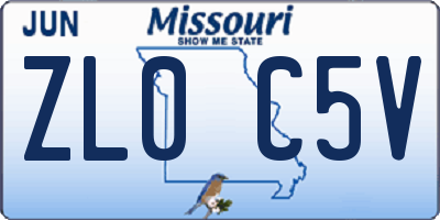 MO license plate ZL0C5V