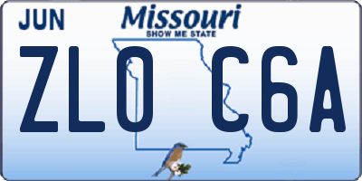 MO license plate ZL0C6A