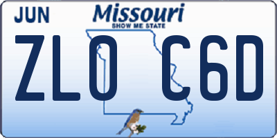 MO license plate ZL0C6D