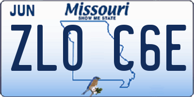 MO license plate ZL0C6E