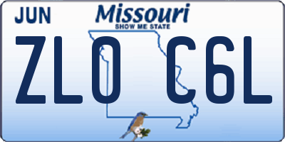 MO license plate ZL0C6L