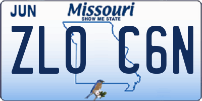 MO license plate ZL0C6N