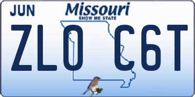 MO license plate ZL0C6T