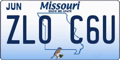 MO license plate ZL0C6U