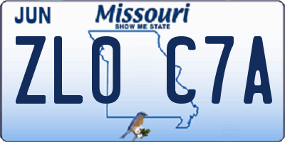 MO license plate ZL0C7A