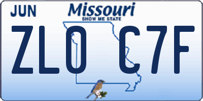 MO license plate ZL0C7F