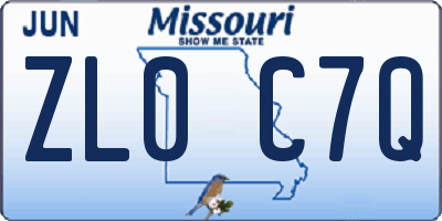MO license plate ZL0C7Q