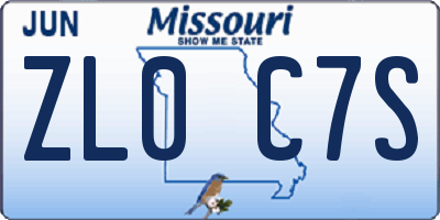 MO license plate ZL0C7S