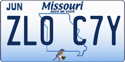 MO license plate ZL0C7Y