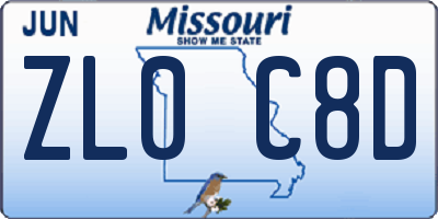 MO license plate ZL0C8D