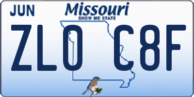 MO license plate ZL0C8F