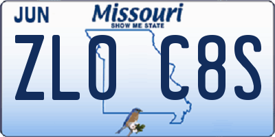 MO license plate ZL0C8S