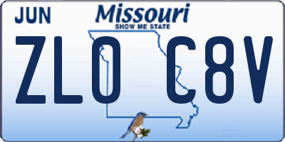 MO license plate ZL0C8V