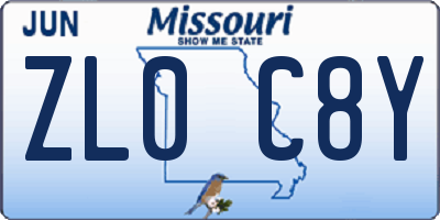 MO license plate ZL0C8Y