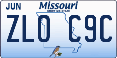 MO license plate ZL0C9C