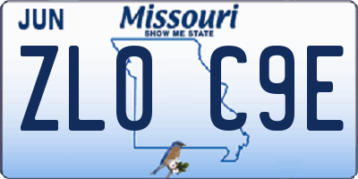 MO license plate ZL0C9E
