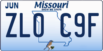 MO license plate ZL0C9F
