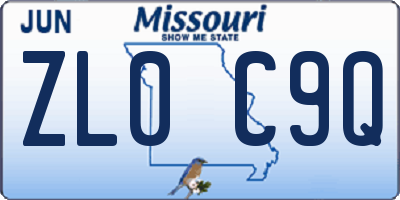 MO license plate ZL0C9Q