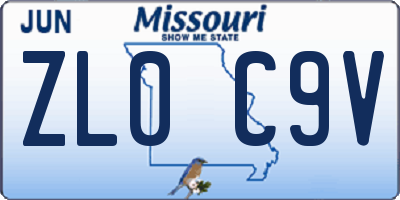 MO license plate ZL0C9V