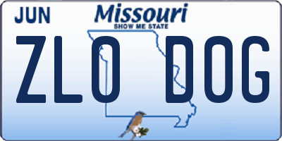 MO license plate ZL0D0G
