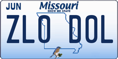 MO license plate ZL0D0L