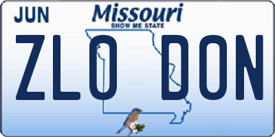 MO license plate ZL0D0N