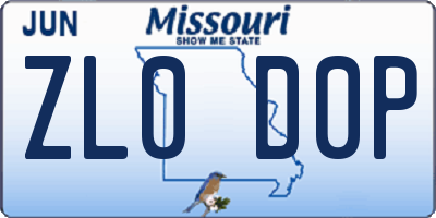 MO license plate ZL0D0P