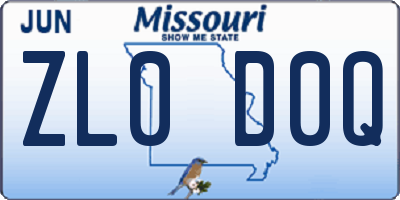 MO license plate ZL0D0Q