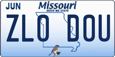MO license plate ZL0D0U