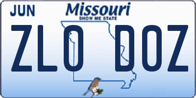 MO license plate ZL0D0Z