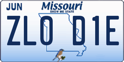 MO license plate ZL0D1E