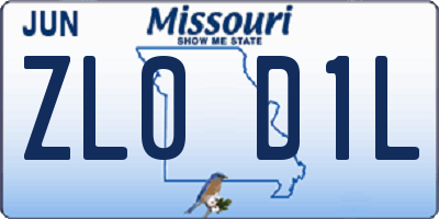 MO license plate ZL0D1L