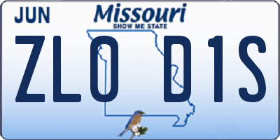 MO license plate ZL0D1S