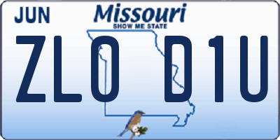 MO license plate ZL0D1U